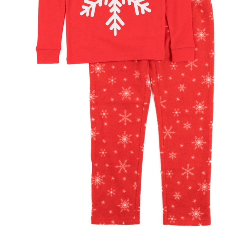 LEVERET NWT RED SNOWFLAKE 2-Piece Pajama Set Kids - Picture 3 of 4
